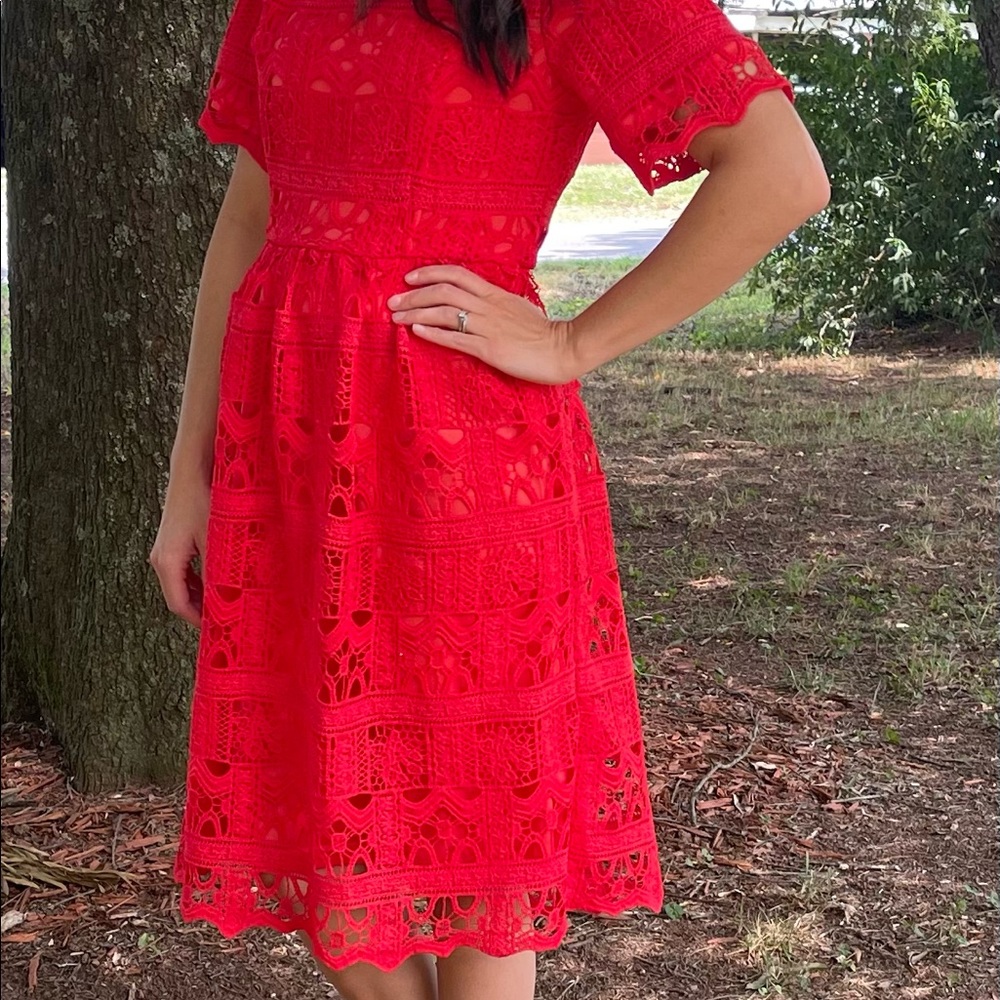 Piper and Scoot Formal Poppy Red Lace Dress -size Small-